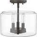 Asheville 3 Light 11 inch Rubbed Bronze Indoor Semi-Flush Ceiling Light